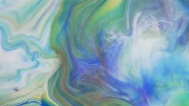 Image Fond Bleue Blanche Peinture Coule Toile Taches Peinture Liquide — Video