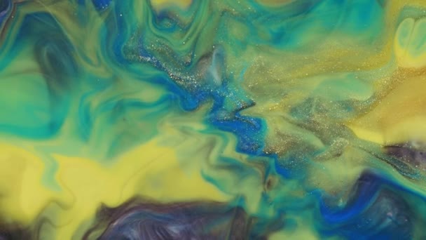 Синій Жовтий Зелений Простягається Барвистому Фоні Абстрактні Світлі Пастельні Потоки — стокове відео