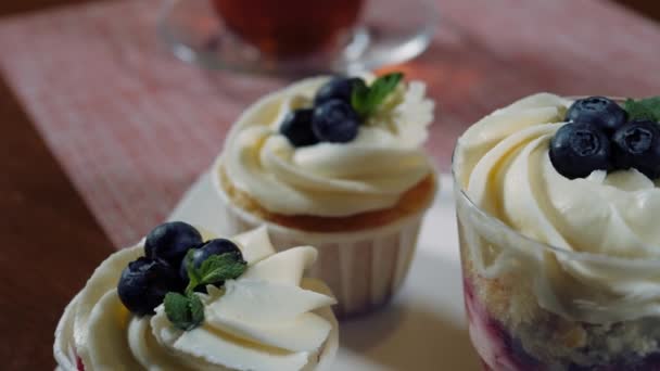 Sweet dessert. Desserts. Sweet pleasure — Stock Video