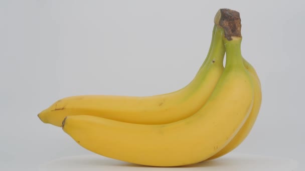 Branch of bananas on a white background. — Stock Video