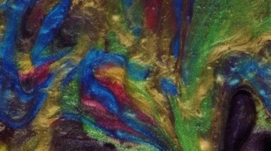 Sıvı Sanat. Şeffaf bir arkaplanda altın ve gümüş tozu.