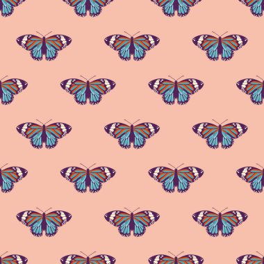 Parlak kelebekli, kusursuz bir desen. El çizimi doku tasarımı