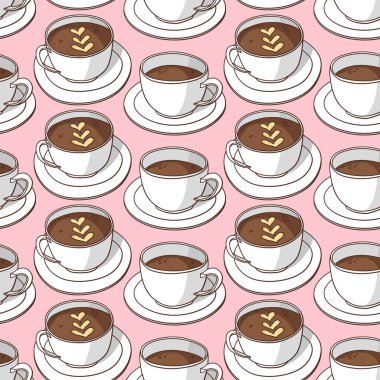 Kahve fincanlarıyla kusursuz desen.