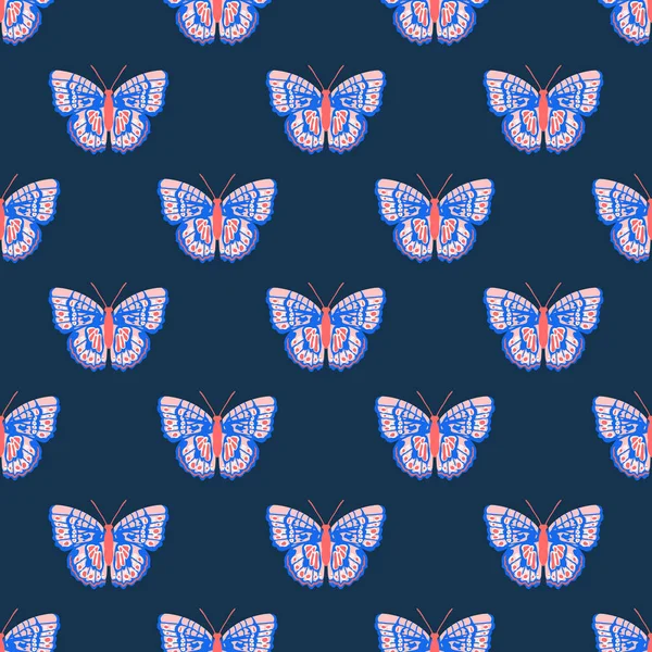 Patrón Sin Costura Vectorial Con Mariposas Brillantes Diseño Textura Dibujada — Archivo Imágenes Vectoriales