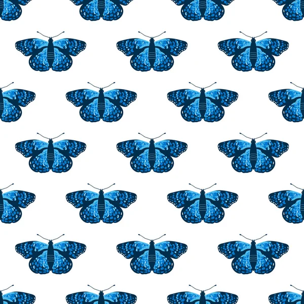 Vector Seamless Pattern Bright Butterflies Handdrawn Texture Design — Stock Vector