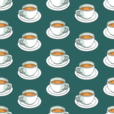 Kahve fincanlarıyla kusursuz desen.