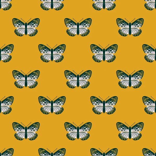 Patrón Sin Costura Vectorial Con Mariposas Brillantes Diseño Textura Dibujada — Vector de stock