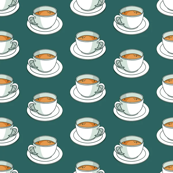 Modèle Sans Couture Vectoriel Avec Tasses Café — Image vectorielle