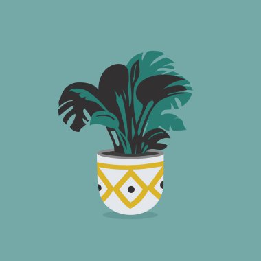 Renkli arka planda ev çiçekli vektör kabı