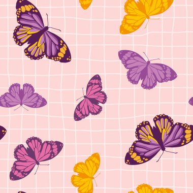 Parlak geçmişe dönük kelebeklerin oluşturduğu kusursuz bir model. El yapımı doku tasarımı