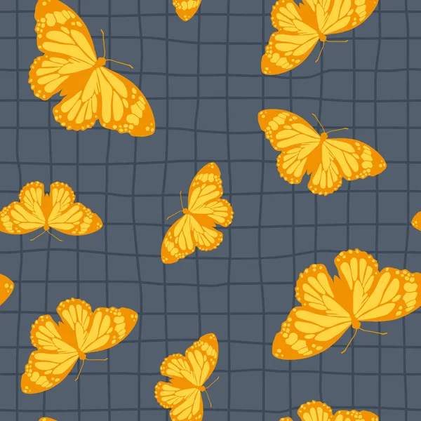 Modèle Vectoriel Sans Couture Avec Des Papillons Rétro Lumineux Conception — Image vectorielle