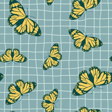 Parlak geçmişe dönük kelebeklerin oluşturduğu kusursuz bir model. El yapımı doku tasarımı