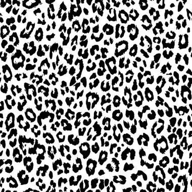 Vector seamless pattern. Leopard black and white skin texture clipart