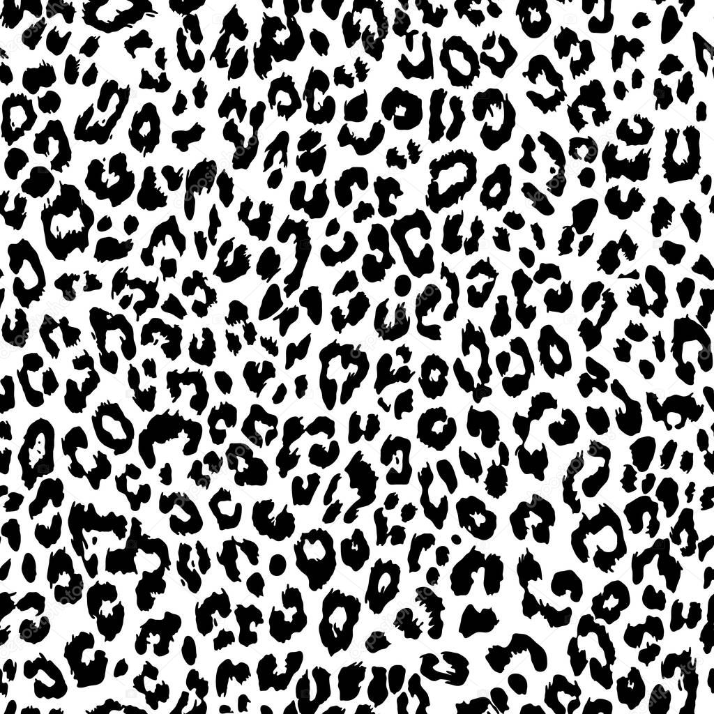 Vector seamless pattern. Leopard black and white skin texture