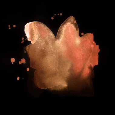 Parlak kırmızı, turuncu ve sarı suluboya, siyah arka planda izole edilmiş. El çizimi dokusu