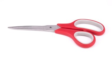 İzole kırmızı paslanmaz makas