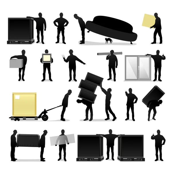 Porters siluetas — Vector de stock