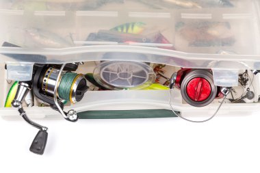 Balık tutma ele depolama kutusu içinde