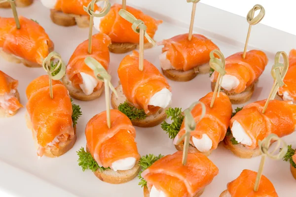 Closeup canapes and snacks for catering — Stock Photo, Image