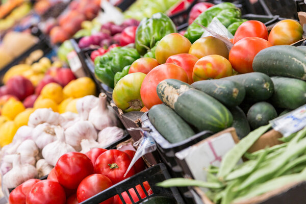 fresh different vegetables in market