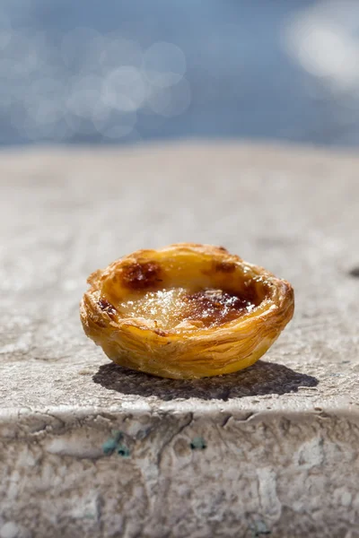 Sobremesa portuguesa Pasteis de nata em atrações Lisboa — Fotografia de Stock