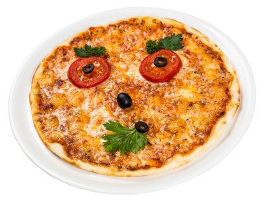 Childs'ın menü pizza yüzü ile restoran servis tabağı