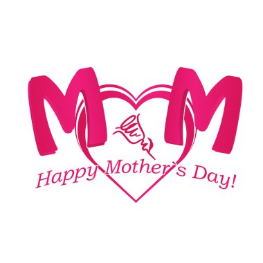 Mutlu anneler günü metin kırmızı ve mor colo kalp ile vektör