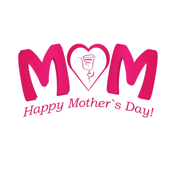 Vetor Feliz Dia das Mães texto com coração em colo vermelho e roxo — Vetor de Stock