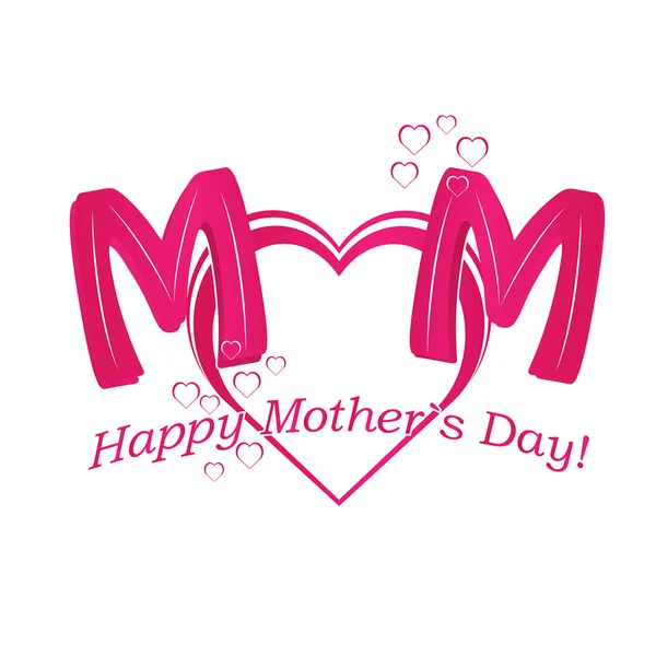 Vetor Feliz Dia das Mães texto com coração em colo vermelho e roxo — Vetor de Stock