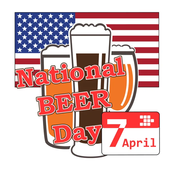 Vektor pro národní pivní den v usa 7 dubna s pivní sklo na b — Stockový vektor