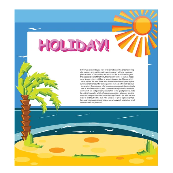 Vector summer beach with sand and sea in bright colorfull for ba — Stock Vector