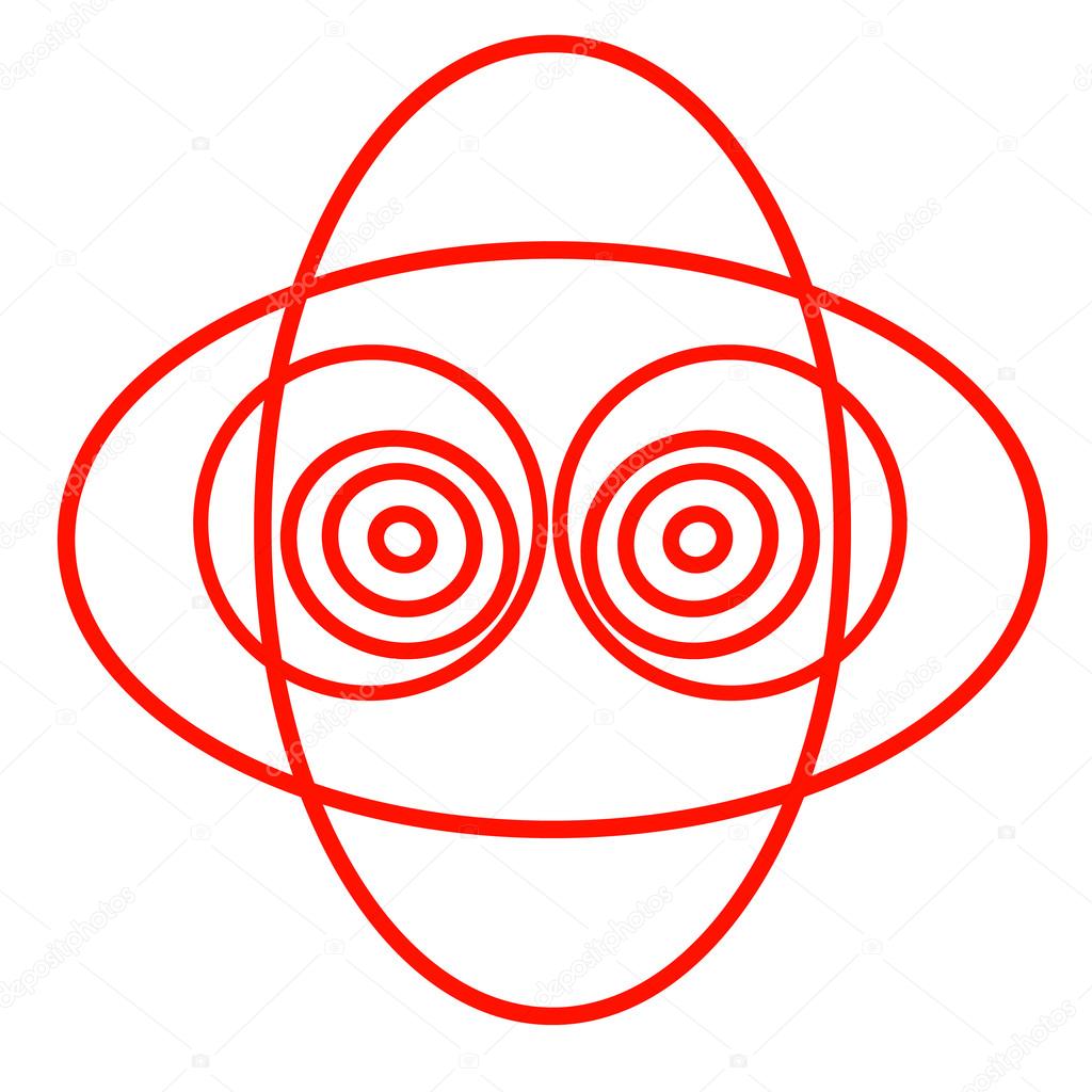 Vector concept logo of silhuette head robot in red color lines