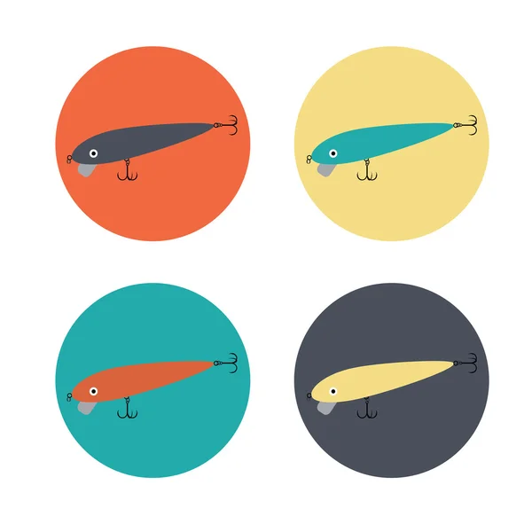 Vector bait wobblers for fishing on background in different colo — Stock Vector