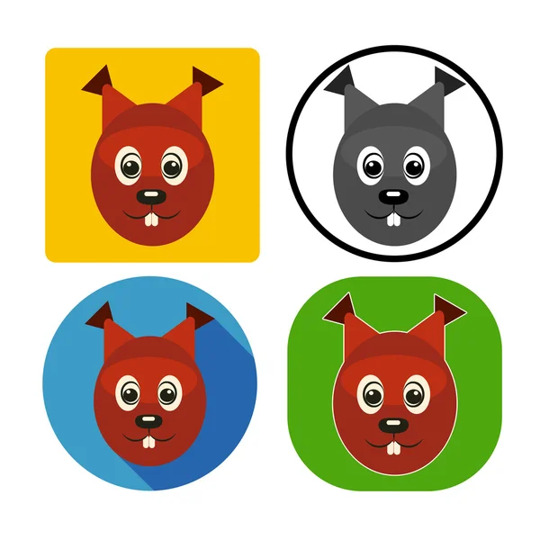 Vector illustration set character muzzle squirrel — Διανυσματικό Αρχείο