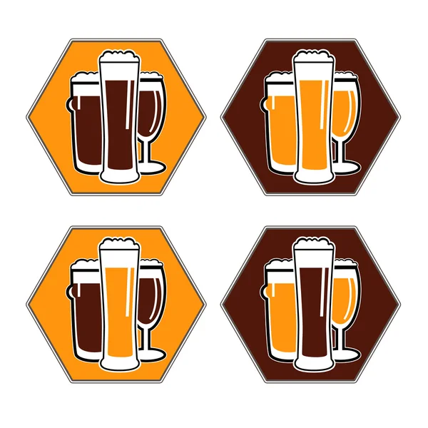 Vector set posavasos con diferentes vasos de cerveza — Archivo Imágenes Vectoriales