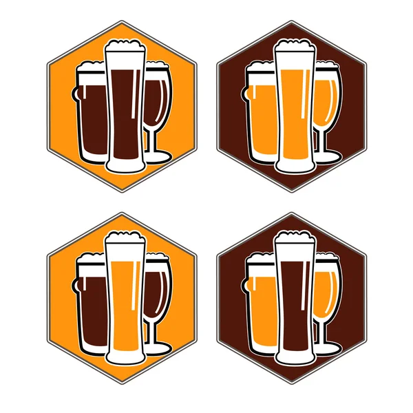 Vector set posavasos con diferentes vasos de cerveza — Archivo Imágenes Vectoriales