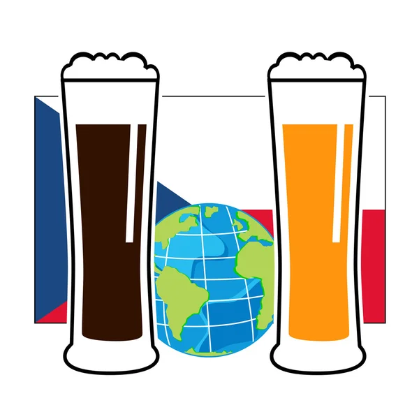 Vector beer glasses on national european flag — Stock Vector