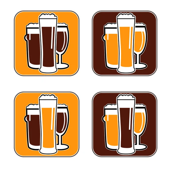 Vector set coaster with different beer glasses — Stock Vector