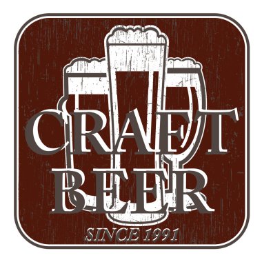 vektör coaster bira gözlük retro çizik ile