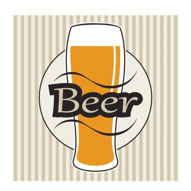 vector beer glasse with lettering on retro background with lines