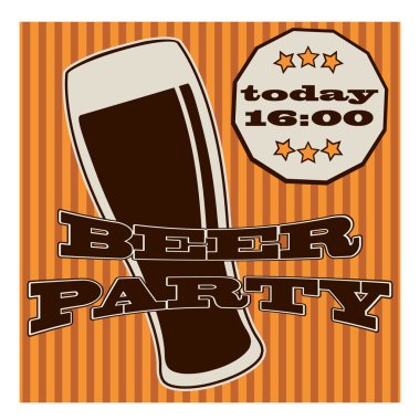 vector beer glasse with lettering on retro background with lines