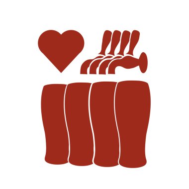 Vector silhouette beer faucets with glasses