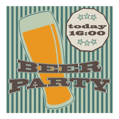 vector beer glasse with lettering on retro background with lines