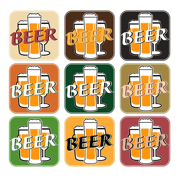 Vector set coaster with beer glasses on different background — Stock Vector