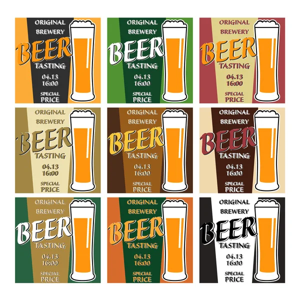 Vector set design beer tasting with special offer — Stock Vector
