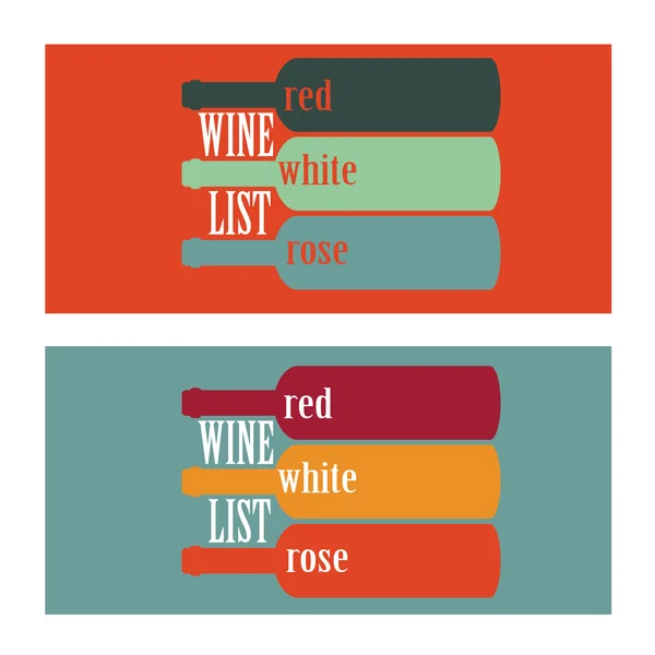 Vector set design wine list with text, glasses and bottle — Stok Vektör