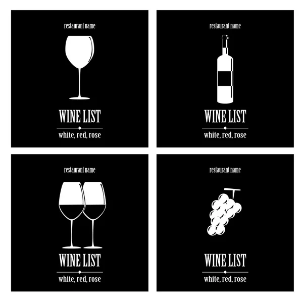 Vector concept design wine list with text, glasses and bottle — Stok Vektör