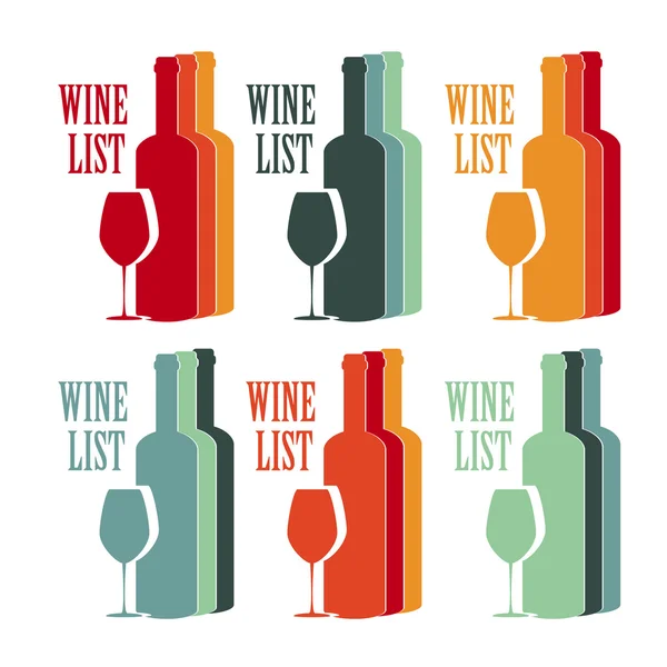 Vector set design wine list with text, glasses and bottle — Stok Vektör