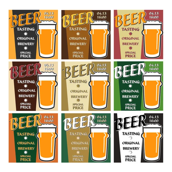 Vectorial set diseño cerveza degustación con oferta especial — Archivo Imágenes Vectoriales