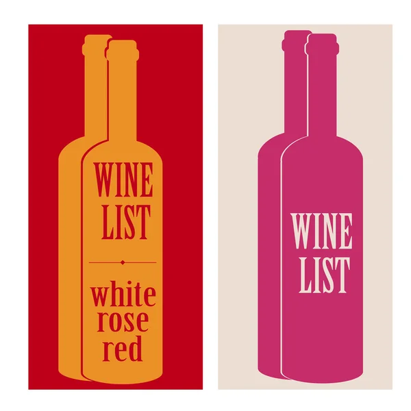 Diseño de concepto vectorial carta de vinos con texto, vasos y botella — Vector de stock